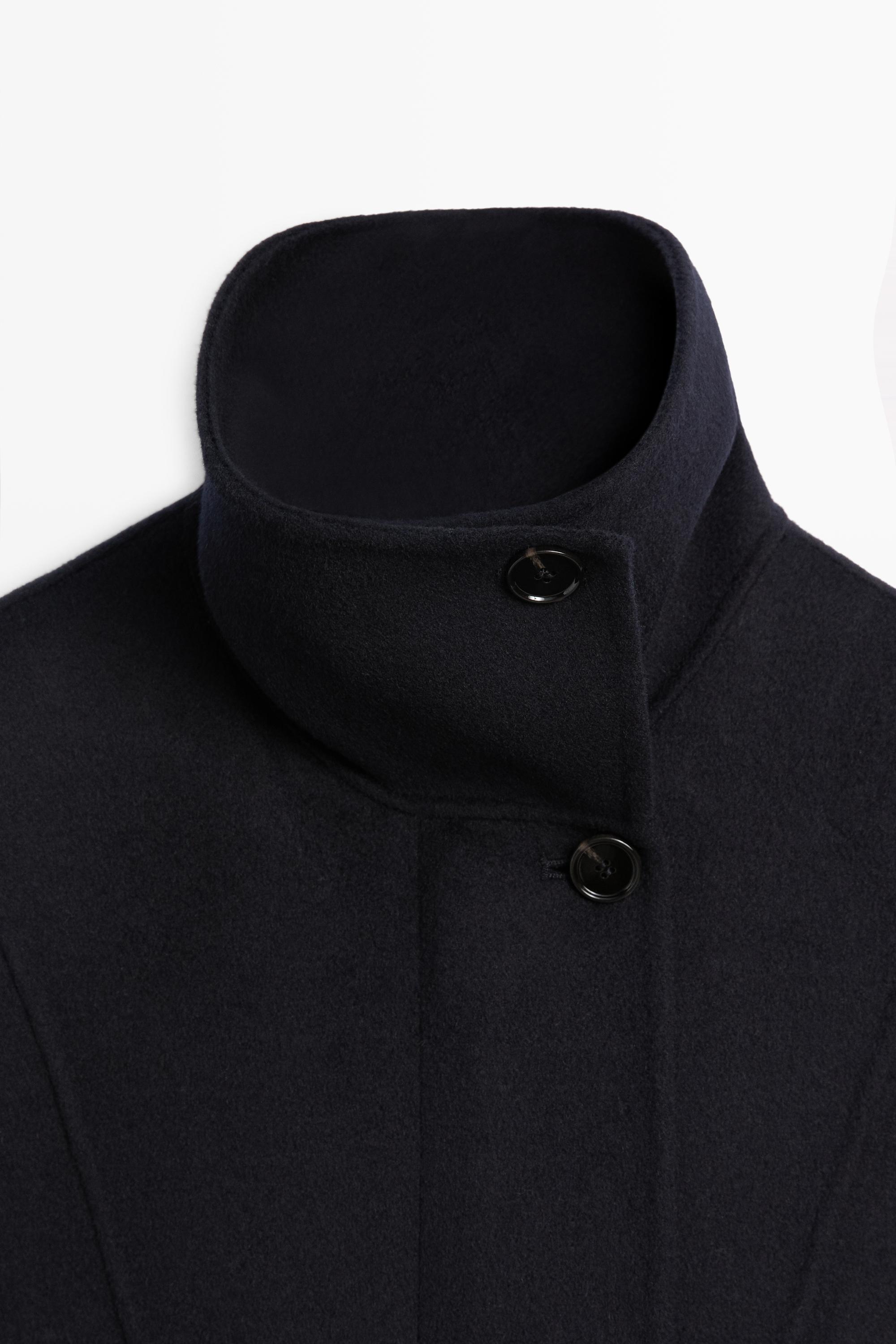 Parka longue à col montant en mélange de laine